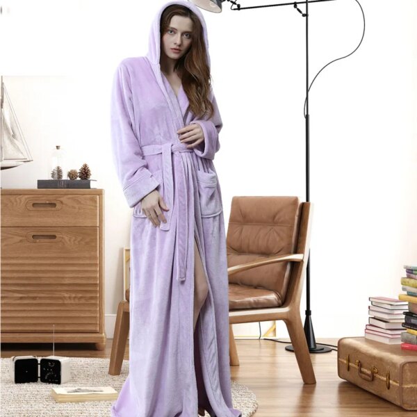 peignoir Robe de bain en flanelle Extra longue pour homme et femme