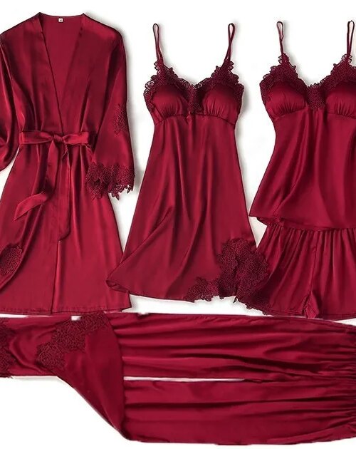 pyjama satin femme en dentelle vêtements de nuit en Satin, vêtements de nuit d'été avec pantalon