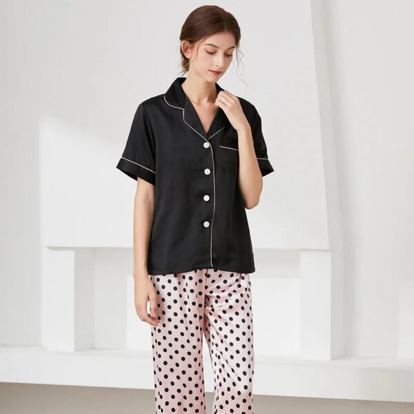 25509-80bea9.jpg pyjama satin femme rose Sexy 2 pièces pour femmes, vêtements de nuit en Satin de soie