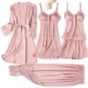 pyjama satin femme en dentelle vêtements de nuit en Satin, vêtements de nuit d'été avec pantalon