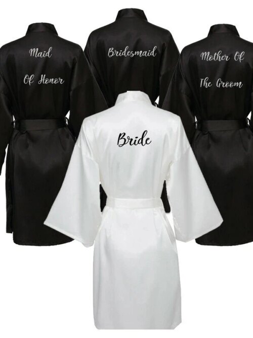 pyjama satin femme Robe de mariée en Satin de soie noire, pour femmes