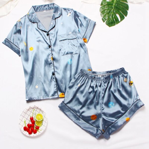 25687-74bd23.jpg pyjama satin femme Ensemble de 2 pièces de Pyjama à manches courtes pour Femme