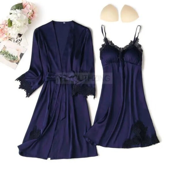 pyjama satin femme en dentelle vêtements de nuit en Satin, vêtements de nuit d'été avec pantalon