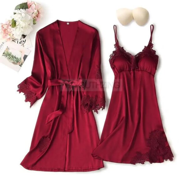 pyjama satin femme en dentelle vêtements de nuit en Satin, vêtements de nuit d'été avec pantalon