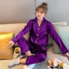 pyjama satin femme vêtements de nuit Sexy en Satin, manches longues, vêtements de maison