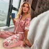 25802-92c527.jpg pyjama satin femme Ensemble de 2 pièces de Pyjama à manches courtes pour Femme