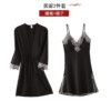 pyjama satin femme Dentelle et Soie avec Col en V Vêtements de Nuit pour la Maison