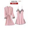 pyjama satin femme Dentelle et Soie avec Col en V Vêtements de Nuit pour la Maison