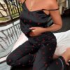 pyjama en soie sexy pour femmes, vêtements de nuit en Satin, caraco, gilet avec pantalon