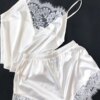 Pyjama satin femme – vêtement de nuit col V sans manches à bretelles