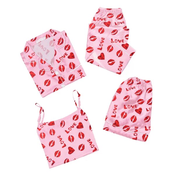 26282-ec02ad.jpg pyjama satin femme quatre pièces et dentelle pour femmes, vêtements de nuit Sexy