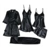 pyjama satin femme et dentelle vêtements de nuit Sexy, 5 pièces
