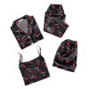 pyjama satin femme quatre pièces et dentelle pour femmes, vêtements de nuit Sexy