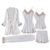 pyjama satin femme et dentelle vêtements de nuit Sexy, 5 pièces