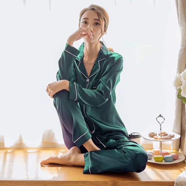 pyjama satin femme ensemble deux pièces, vêtements de nuit