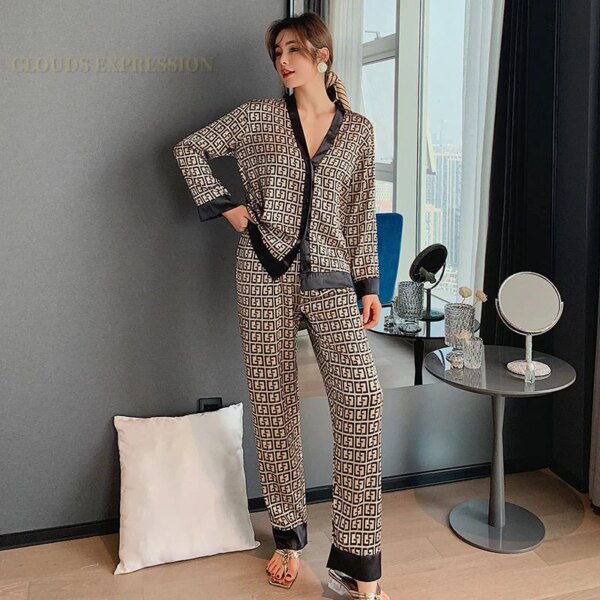 Pyjama en soie en Polyester et fausse soie pour femme, ensemble de nuit, Sexy