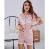 pyjama satin femme ensemble de pyjama deux pièces à manches courtes, vêtements de nuit