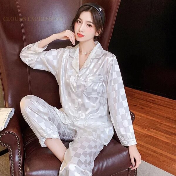 Pyjama en soie en Polyester et fausse soie pour femme, ensemble de nuit, Sexy