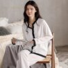 Pyjama en soie en Polyester et fausse soie pour femme, ensemble de nuit, Sexy