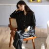 Pyjama en soie en Polyester et fausse soie pour femme, ensemble de nuit, Sexy