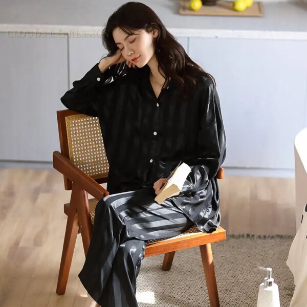 Pyjama en soie en Polyester et fausse soie pour femme, ensemble de nuit, Sexy