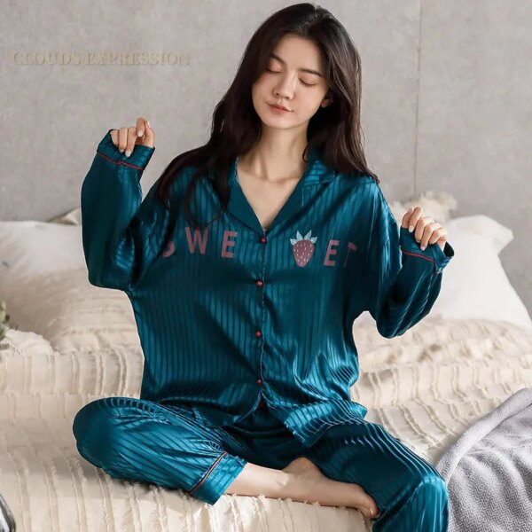 Pyjama en soie en Polyester et fausse soie pour femme, ensemble de nuit, Sexy