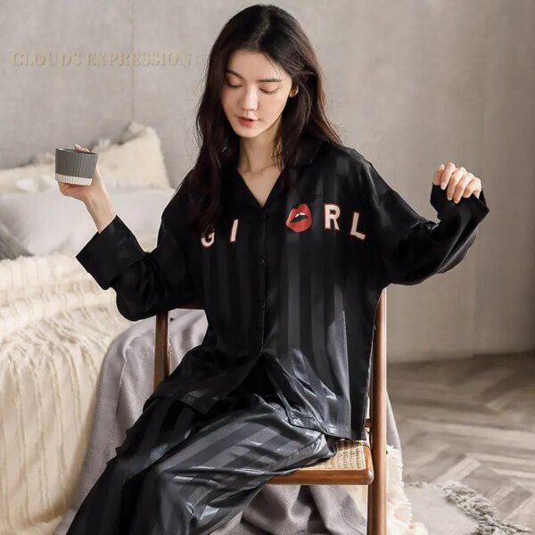 Pyjama en soie en Polyester et fausse soie pour femme, ensemble de nuit, Sexy