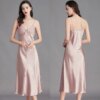 Robe de nuit longue sans manches pour femmes, Chemise en Satin de soie