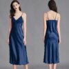 Robe de nuit longue sans manches pour femmes, Chemise en Satin de soie