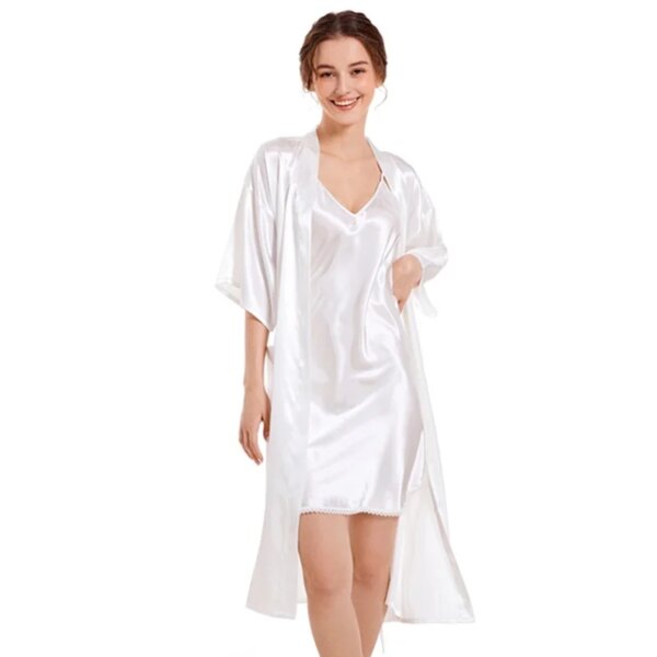 Pyjama Satin de soie pour femmes, 2 pièces, Sexy, soie, Robe Pj
