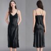 Robe de nuit longue sans manches pour femmes, Chemise en Satin de soie