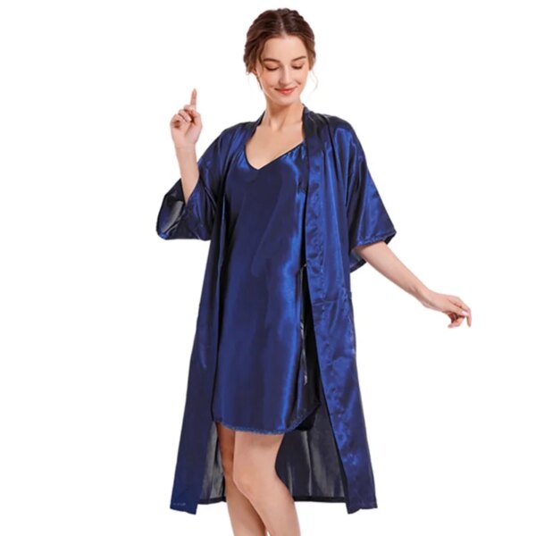 Pyjama Satin de soie pour femmes, 2 pièces, Sexy, soie, Robe Pj