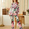 pyjama satin femme, imprimé léopard, vêtements de nuit
