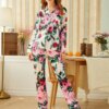 pyjama satin femme, imprimé léopard, vêtements de nuit