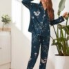 pyjama satin femme, imprimé léopard, vêtements de nuit