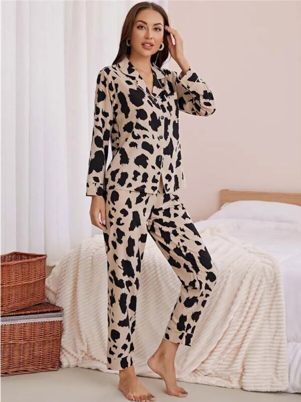 28265-9311ed.jpg pyjama en satin léopard pour femmes, ensemble de printemps