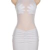 robe ete Sexy en maille transparente, mode décontractée Patchwork Clubwear Style