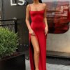 Robe Longue femme de Soirée , Tenue Essentielle Rouge ou Noire de Fête