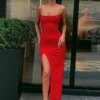 Robe Longue femme de Soirée , Tenue Essentielle Rouge ou Noire de Fête