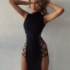 robe noire élégante sans manches, Bandage Sexy pour femmes