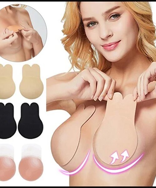 Soutien gorge Push-Up Invisible sans bretelles pour femmes, 1 paire, collant, sans bretelles