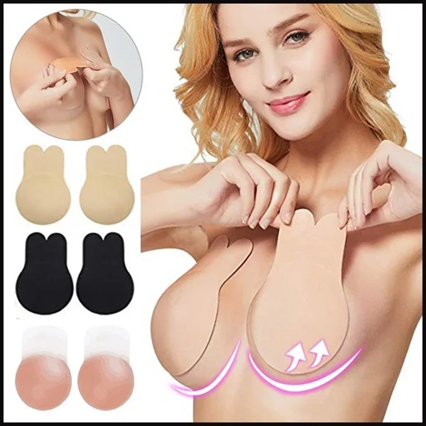 Soutien gorge Push-Up Invisible sans bretelles pour femmes, 1 paire, collant, sans bretelles