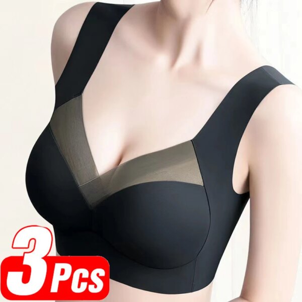 Soutien gorge Push Up sans couture pour femmes 3 pièces brassière de sport Bh en dentelle