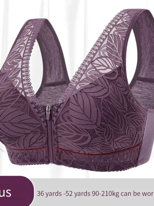 soutien gorge Bonnets en coton doux devant la fermeture éclair dans les sous-vêtements pour personnes âgées
