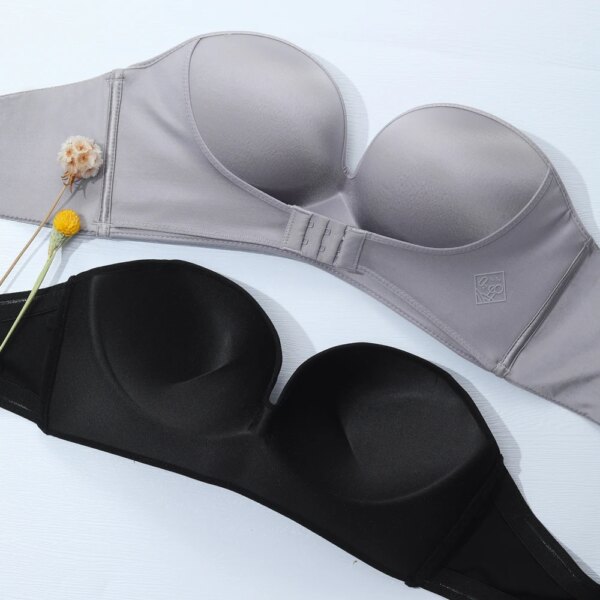28931-4067f0.jpg soutien gorge ajustable sans bretelles pour femmes, Sexy, Invisible, Push-Up, couleur unie