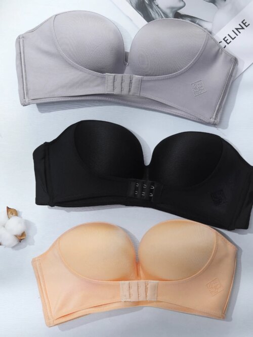 soutien gorge ajustable sans bretelles pour femmes, Sexy, Invisible, Push-Up, couleur unie