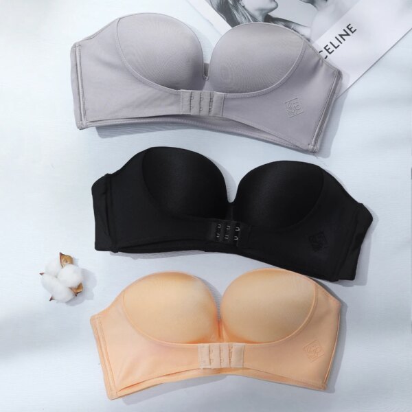 soutien gorge ajustable sans bretelles pour femmes, Sexy, Invisible, Push-Up, couleur unie