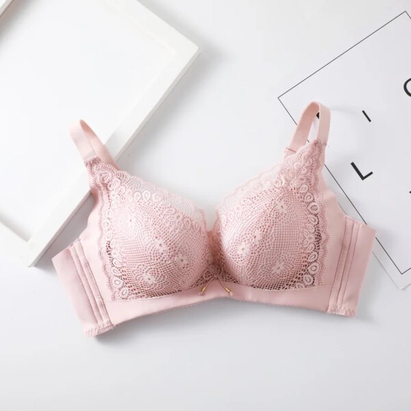 Soutien gorge Push Up en dentelle florale pour femmes, Sexy, sans fil, doux