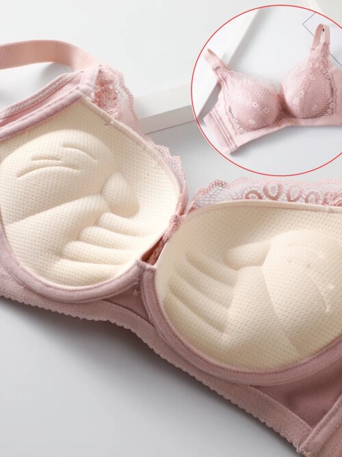 Soutien gorge Push Up en dentelle florale pour femmes, Sexy, sans fil, doux
