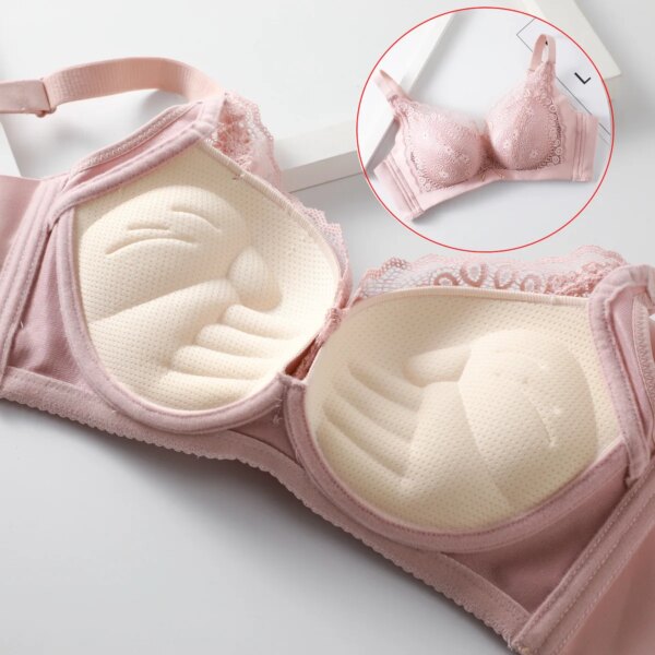 Soutien gorge Push Up en dentelle florale pour femmes, Sexy, sans fil, doux